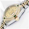 Image 5 : Rolex Ladies Two Tone Champagne Emerald and Diamond Datejust Wristwatch