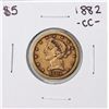 Image 1 : 1882-CC $5 Liberty Head Half Eagle Gold Coin