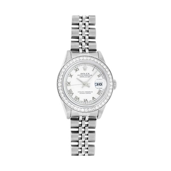 Rolex Ladies Stainless Steel Diamond Datejust Wristwatch