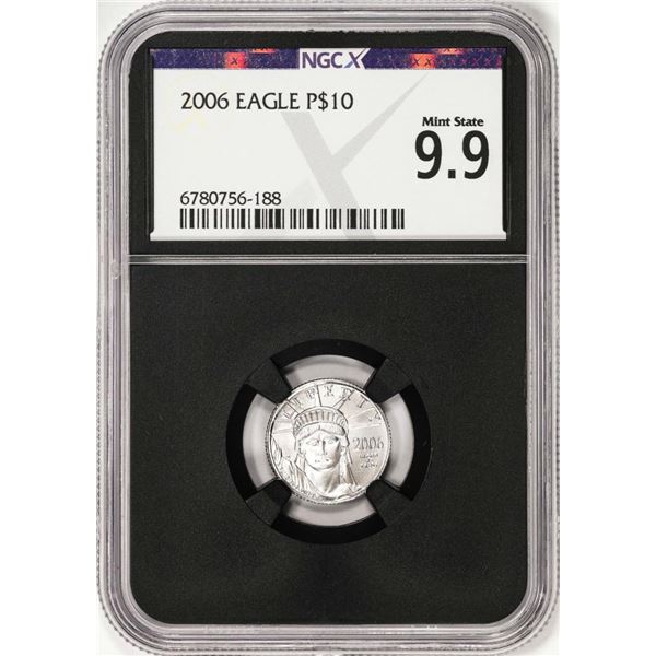 2006 $10 American Platinum Eagle Coin NGCX Mint State 9.9