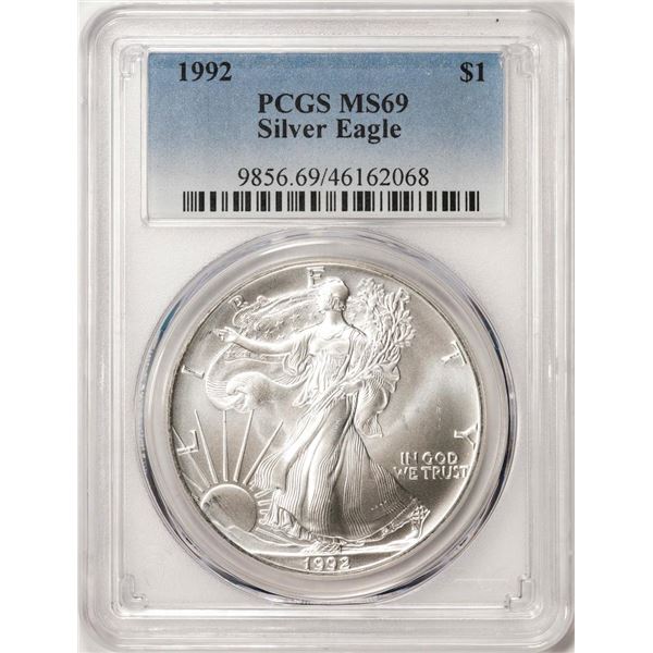1992 $1 American Silver Eagle Coin PCGS MS69