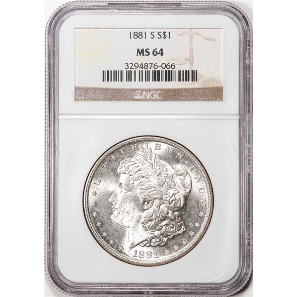 1881-S $1 Morgan Silver Dollar Coin NGC MS64