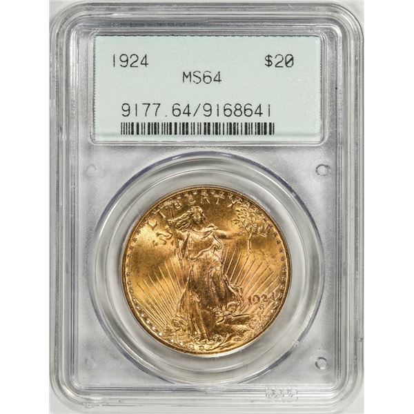1924 $20 St. Gaudens Double Eagle Gold Coin PCGS MS64 Old Generation 2.1 Holder