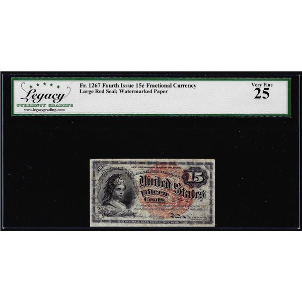 1863 Fourth Issue 15 Cents Fractional Currency Note Fr.1267 Legacy Very Fine 25