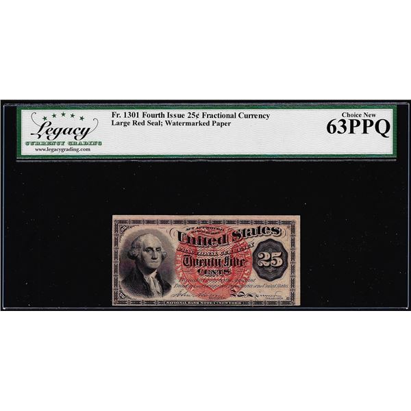 1863 Fourth Issue 25 Cents Fractional Currency Note Fr.1301 Legacy Choice New 63PPQ