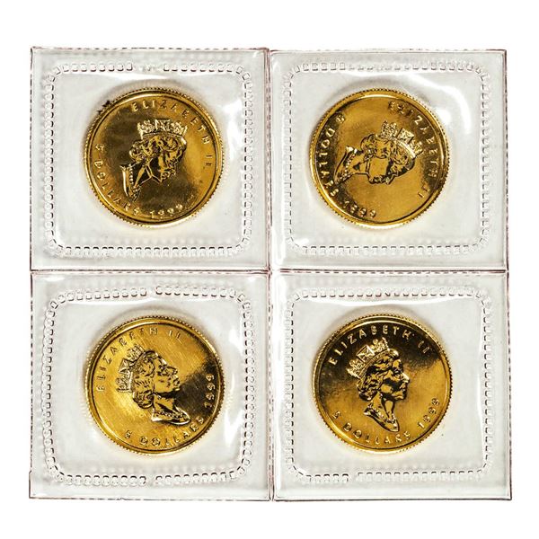 Lot of (4) Sealed 1999 Canadian $5 Maple Leaf Gold Coins