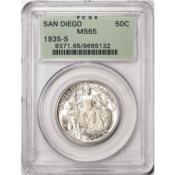 1935-S San Diego Commemorative Half Dollar Coin PCGS MS65 Old Green Holder