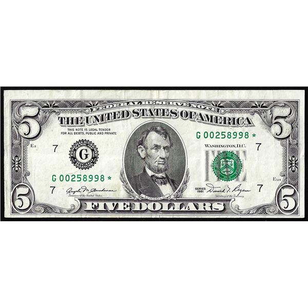 1981 $5 Federal Reserve Star Note