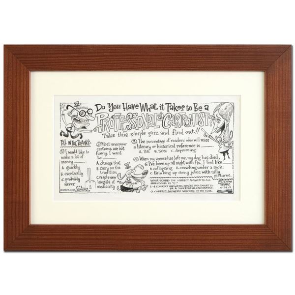 Bizarro "Professional Cartoonist" Framed Original Pen & Ink Drawing by Dan Piraro