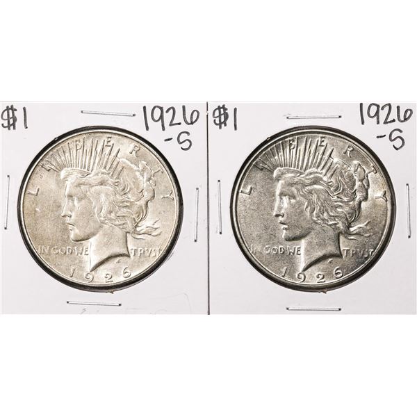 Lot of (2) 1926-S $1 Peace Silver Dollar Coins