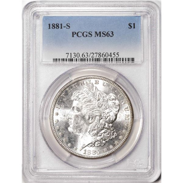 1881-S $1 Morgan Silver Dollar Coin PCGS MS63