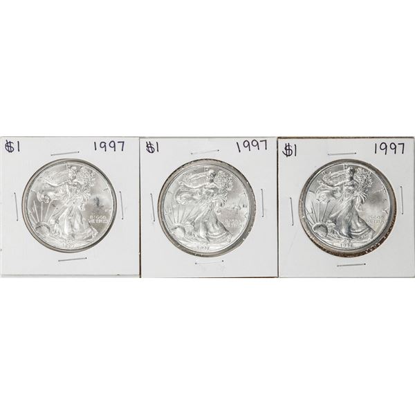 Lot of (3) 1997 $1 American Silver Eagle Coins