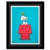 Image 1 : Mr. Andre "Snoopy & Woodstock on Red House (Blue)" Limited Edition Serigraph on Paper