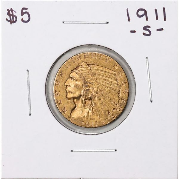 1911-S $5 Indian Head Half Eagle Gold Coin