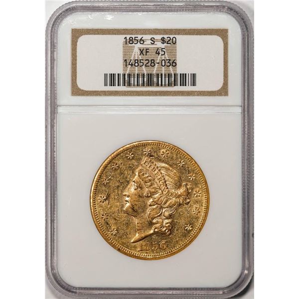 1856-S $20 Liberty Head Double Eagle Gold Coin NGC XF45