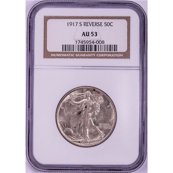 1917-S Reverse Walking Liberty Half Dollar Coin NGC AU53