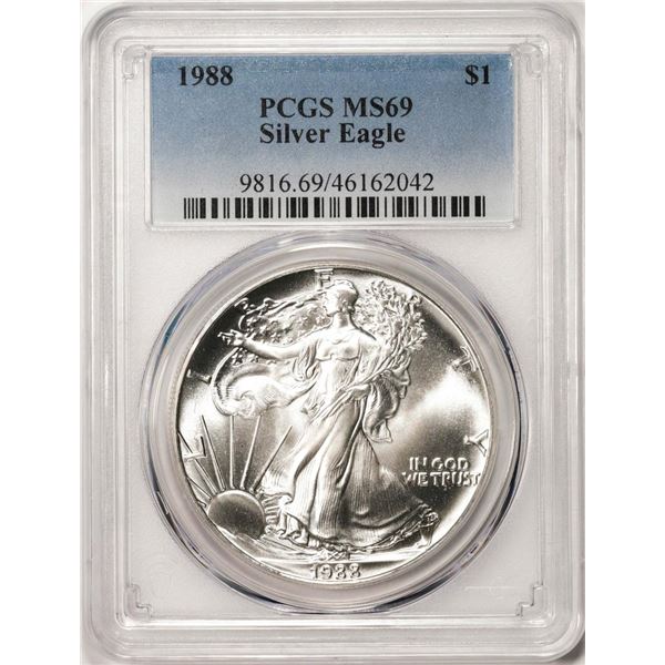 1988 $1 American Silver Eagle Coin PCGS MS69