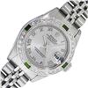 Image 1 : Rolex Ladies Stainless Steel Gray Roman Emerald and Diamond Datejust Wristwatch
