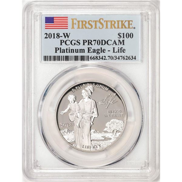 2018-W $100 Proof American Platinum Eagle Coin PCGS PR70DCAM First Strike