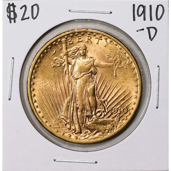 1910-D $20 St. Gaudens Double Eagle Gold Coin