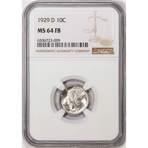 1929-D Mercury Dime Coin NGC MS64FB