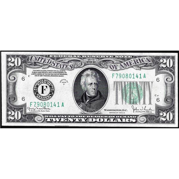 1934D $20 Federal Reserve Note Atlanta