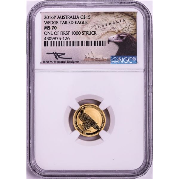 2016-P Australia $15 Wedge Tailed Eagle Gold Coin NGC MS70 Mercanti Signature