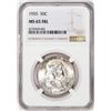 Image 1 : 1955 Franklin Half Dollar Coin NGC MS65FBL