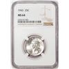 Image 1 : 1943 Washington Quarter Coin NGC MS64