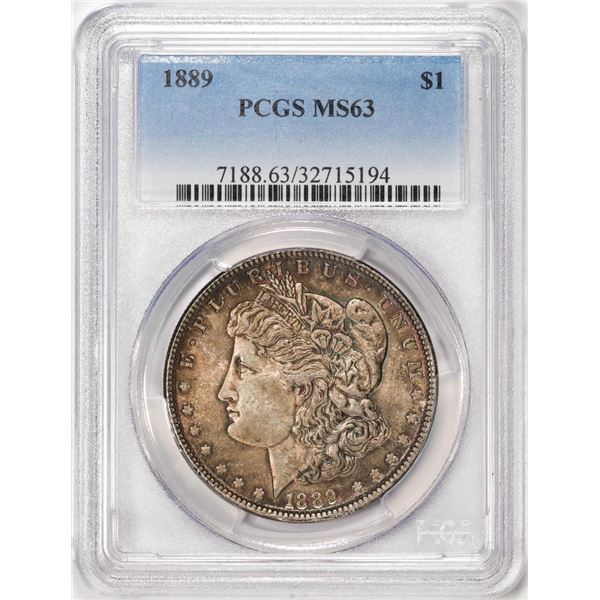 1889 $1 Morgan Silver Dollar Coin PCGS MS63 Great Toning