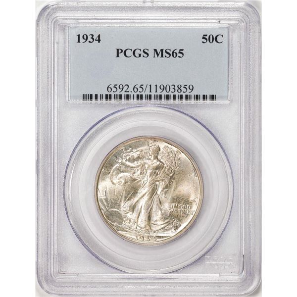 1934 Walking Liberty Half Dollar Coin PCGS MS65