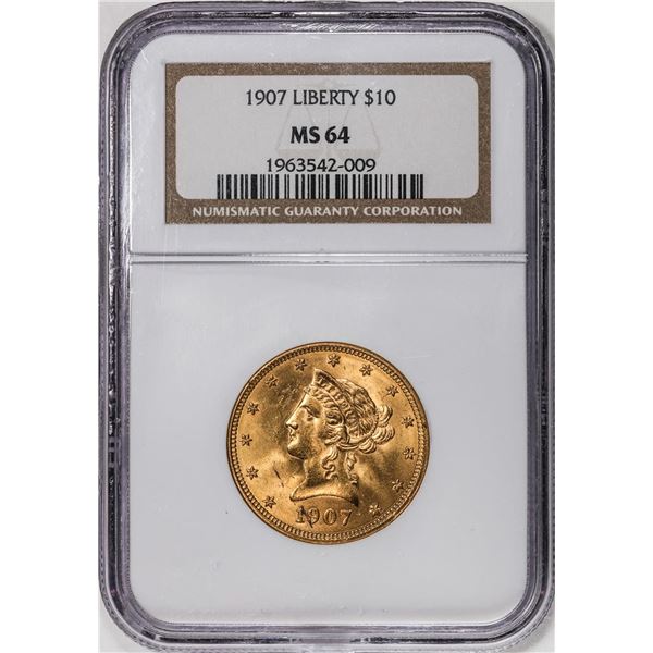 1907 $10 Liberty Head Eagle Gold Coin NGC MS64