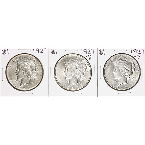 Set of 1927-P/D/S $1 Peace Silver Dollar Coins