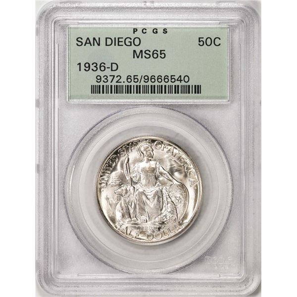 1936-D San Diego Commemorative Half Dollar Coin PCGS MS65 Old Green Holder