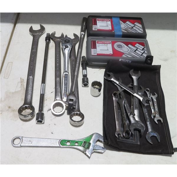 Qty 2 Craftsman Ratchet & Socket Sets w/ Misc Loose Wrenches