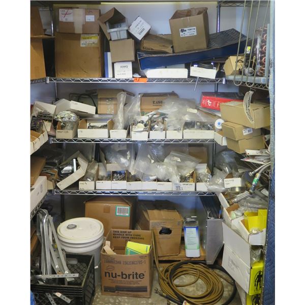 Contents of Shelf:  Hardware, Filters, Hoses, Gauges, etc (Shelf not included)