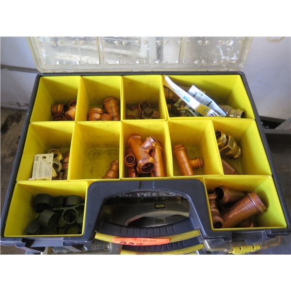 Stanley Plastic Organizer w/ Misc Hardware: Fittings, Connectors, T's, etc