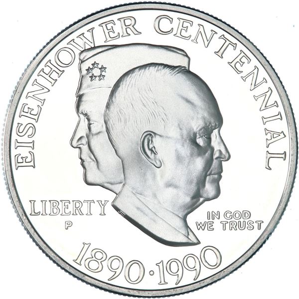 1990 P Eisenhower Centennial Proof Commemorative 90% Silver Dollar US Coin