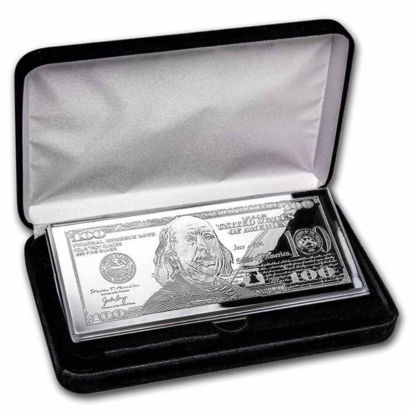 4 oz Silver Bar - 2022 $100 Bill (w/Box & COA)