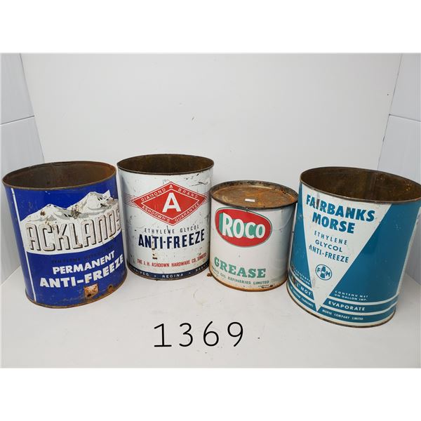 3 Vintage 1 Gallon Antifreeze Cans