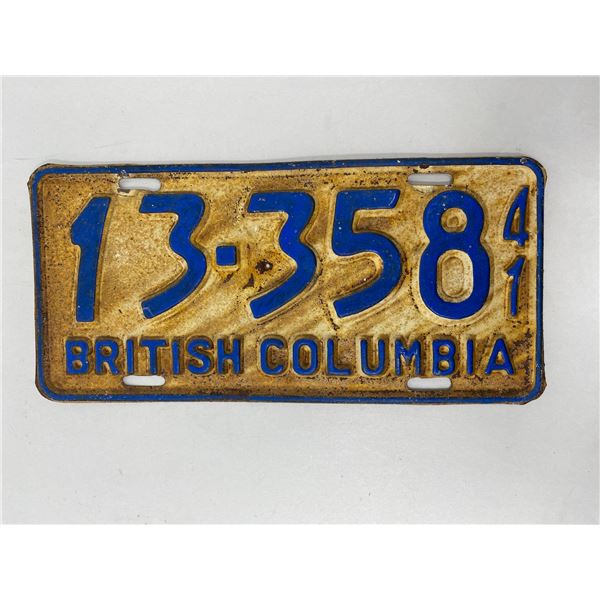 Bc License Plate 1941