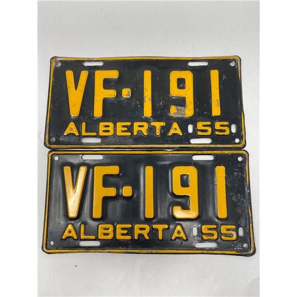 Pair Of Alberta License Plates 1955