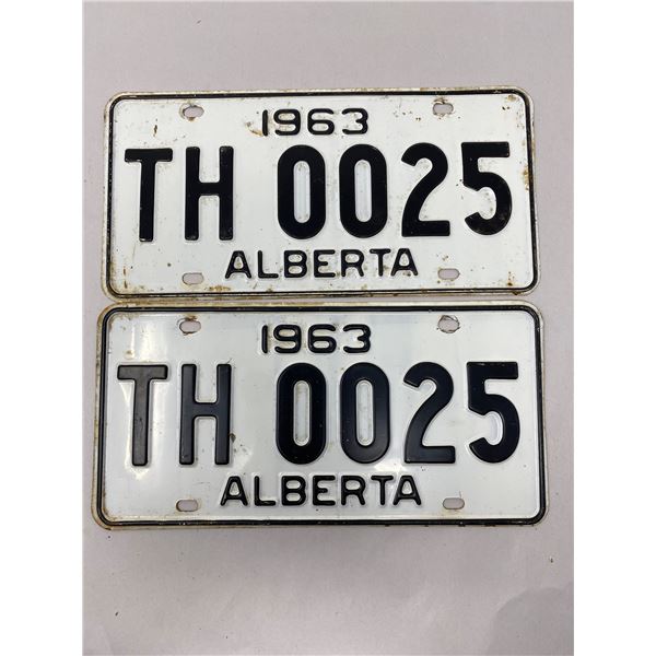 Pair Of Alberta License Plates 1963