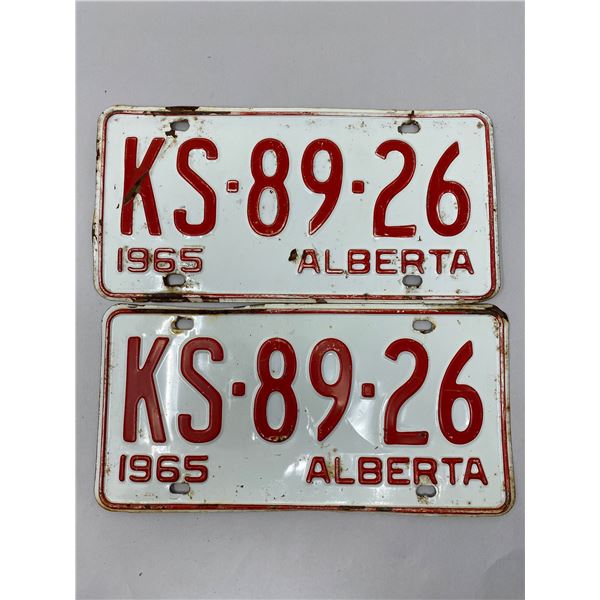 Pair Of Alberta License Plates 1965