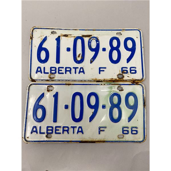 Pair Of Alberta License Plates 1966