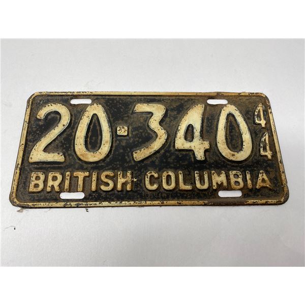Bc License Plate 1944