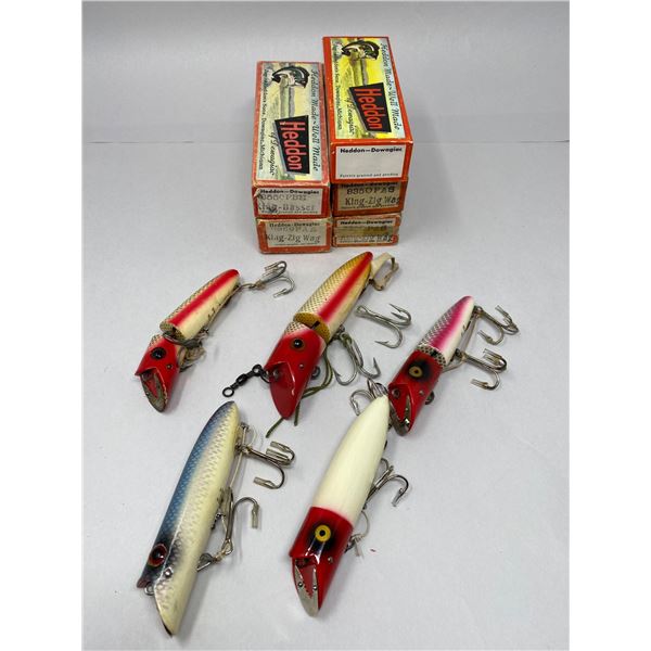 5 Heddon Fishing Salmon Plugs In Boxes