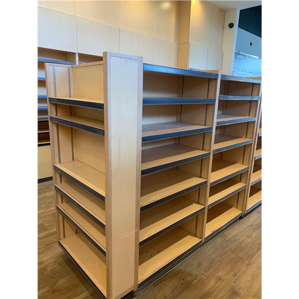 Retail Shelving Unit, 3 Sided with 15 adjustable Shelves, 74"Lx34W"x64"H
