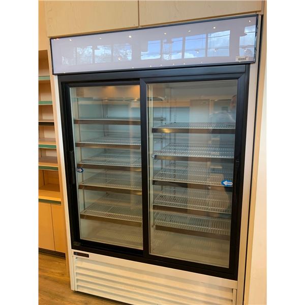 Masterbilt Model GR-48 Reach in double glass door cooler with shelving & lights - - recently service