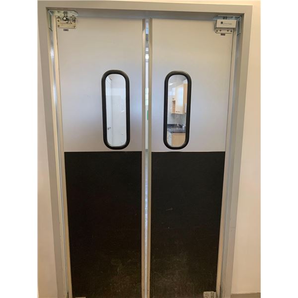 Set of Chase Aluminum Swinging Stock Room Doors with brackets 4ft x 7ft